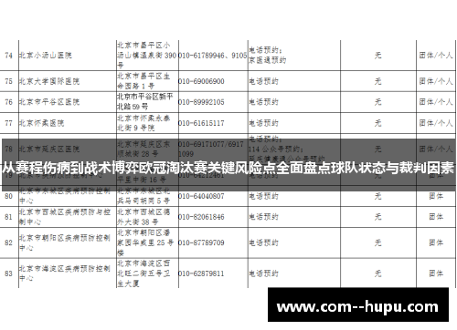 从赛程伤病到战术博弈欧冠淘汰赛关键风险点全面盘点球队状态与裁判因素